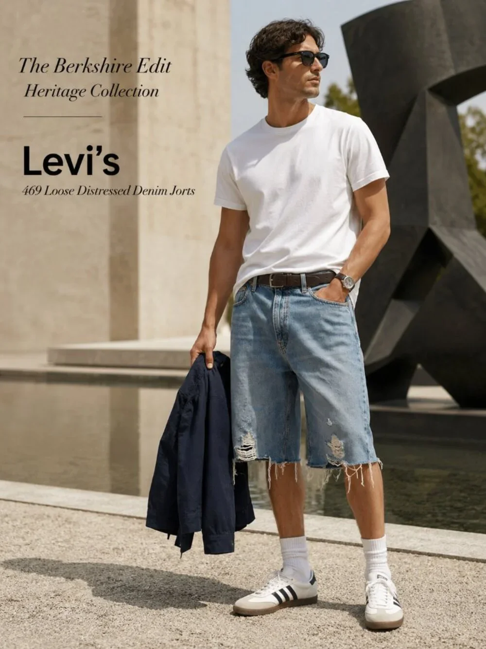 Levi's 469 Loose Fit Distressed Denim Jorts Shorts W36 Raw Hem 100% Cotton